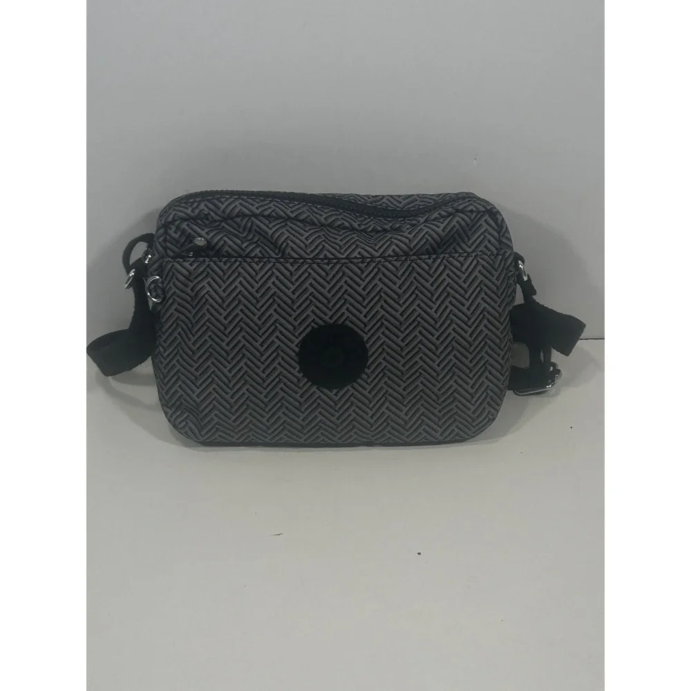 Kipling Grey Black Herringbone Crossbody Bag Adjustable Strap KI9338-R9D